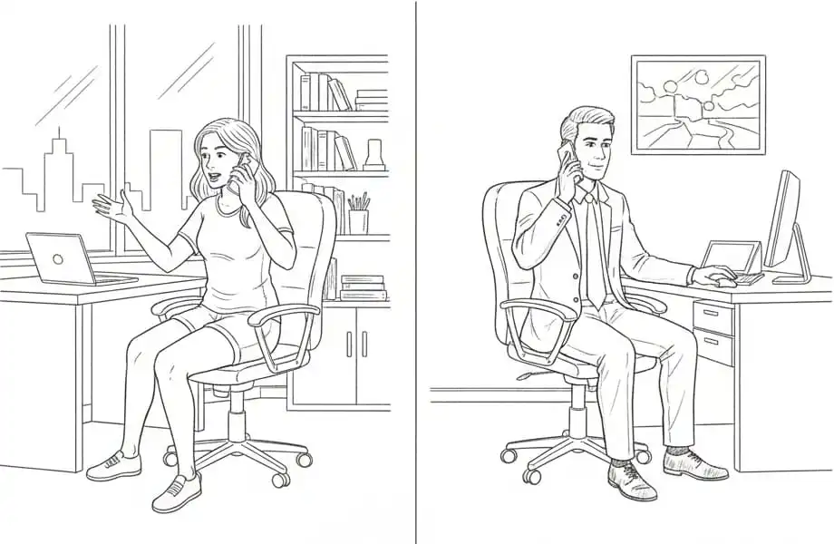 Ескіз олівцем: ділове спілкування по телефону, ілюстрація для сторінки контактів Ігоря Головачука